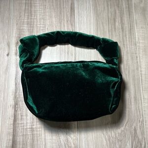 J. Crew Dark Green Velvet Shoulder Bag